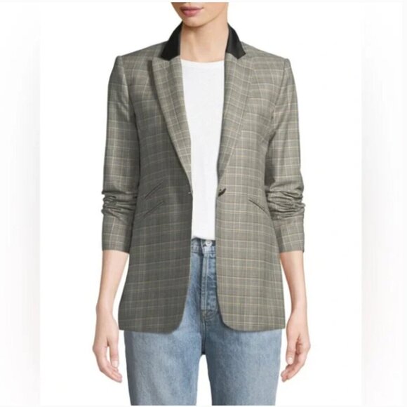 Rag & Bone Ridley Peak Lapel Plaid Wool Blend Blazer Jacket Size 2 - Picture 2 of 10